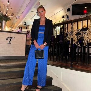 Blue Sequin Pant Suit Size M